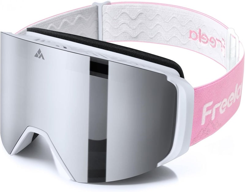Freela Ski Goggles- Frameless, Magnetic OTG Snow Goggles Interchangeable Lens UV400 Protection Anti-Fog for Adult Men Women - Image 1